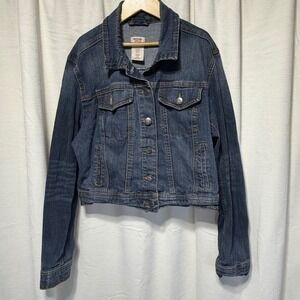 Mossimo Supply Co Y2k Denim Jacket Blue Jean Button Front Trucker Size Large